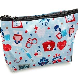 Blue Multi Colored Health Care Worker Cosmetic Bag